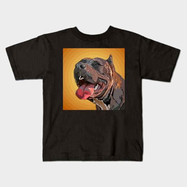 Pit bull smile Kids T-Shirt by DmitryPayvinart